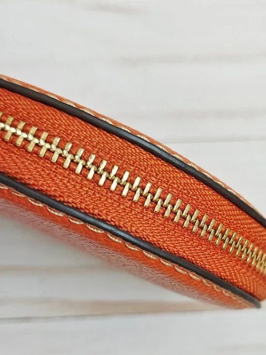 Coach Orange Coin Purse Zip Pouch - Picture 6 of 9